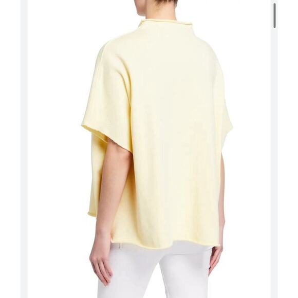 Frank & Eileen Capelet Top Funnel Neck Fleece Canary Yellow Sweatshirt Oversized - Picture 6 of 11